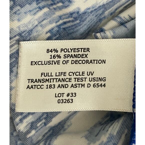 Coolibar Blue Geometric Print Jersey Dress Medium Long Sleeve UPF 50+ Beach Pool - Picture 9 of 9